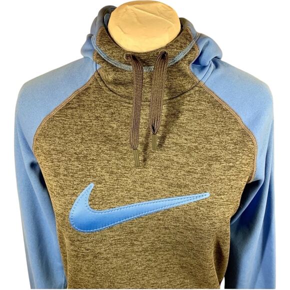Nike Therma Fit Hoodie Womens Sz S Blue Gray Pullover Athletic Logo Swoosh Y2K - Picture 6 of 13